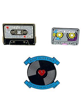 Mix Tape Heart LP Vinyl 3 Enamel Pinback Bundle Music Misery Came First Make Out
